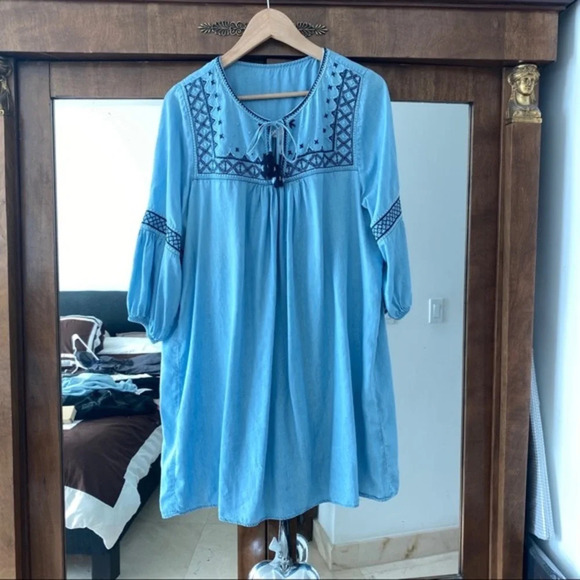 Dress Boho Hippie H&M blue 12 tassels - Picture 1 of 6